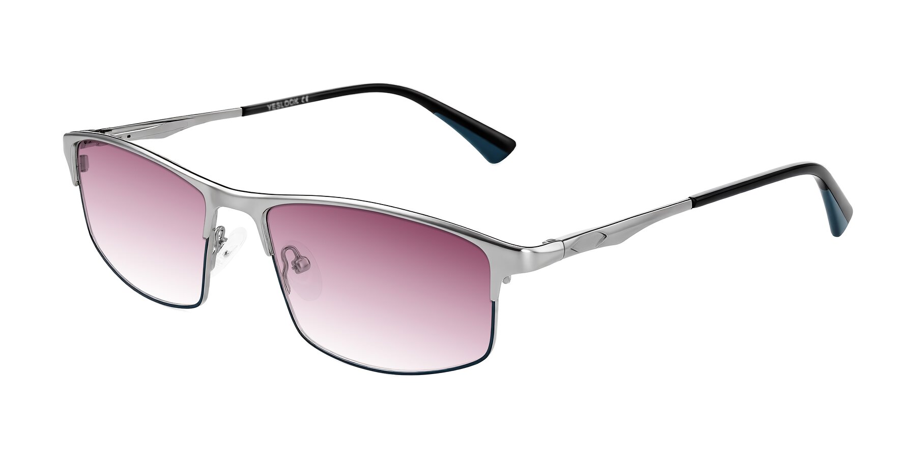 Angle of Monnow in Silver/Peacock Blue with Wine Gradient Lenses