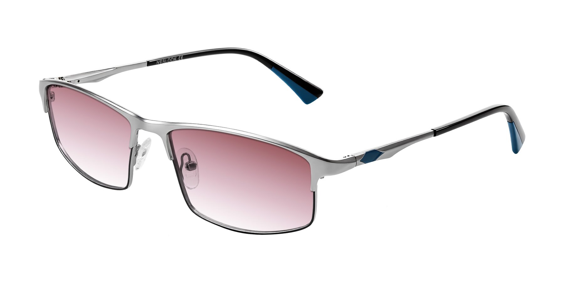 Angle of Monnow in Silver/Peacock Blue with Garnet Gradient Lenses