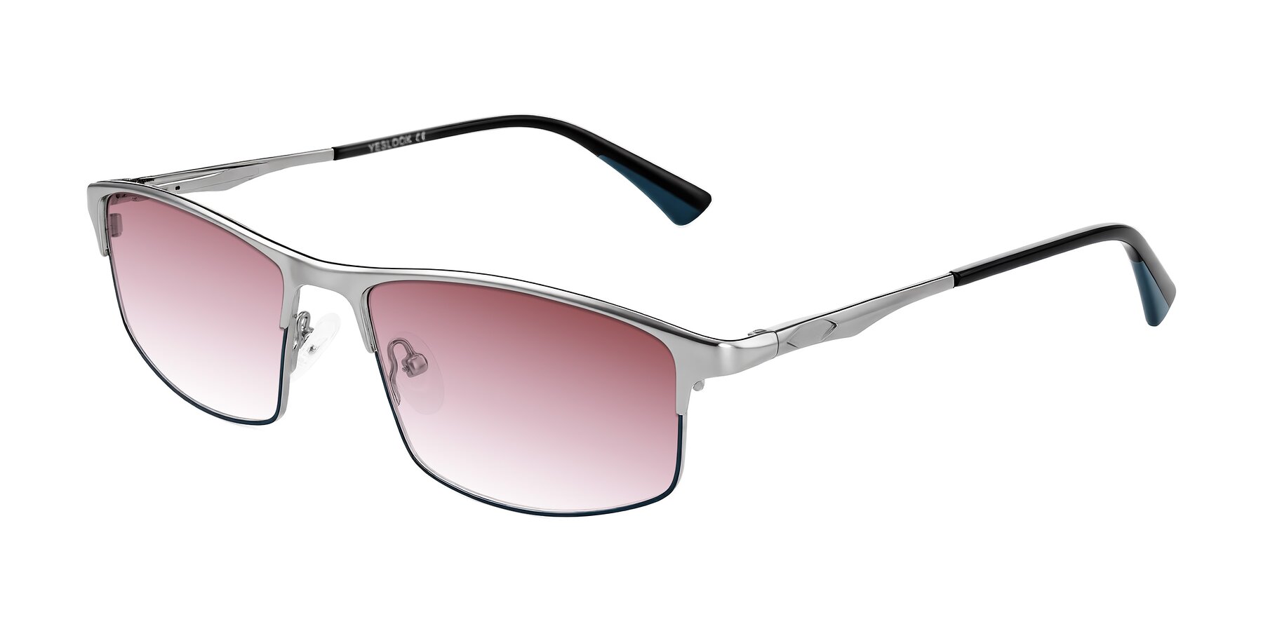 Angle of Monnow in Silver/Peacock Blue with Garnet Gradient Lenses