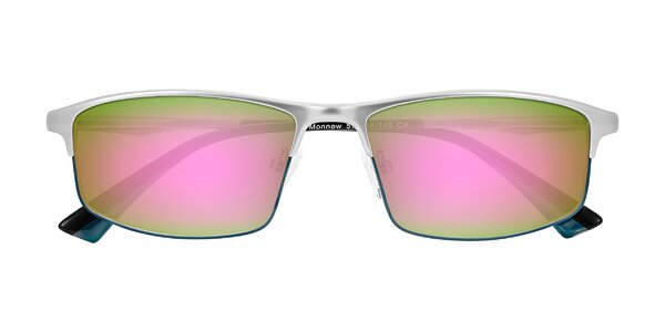 Front of Monnow in Silver/Peacock Blue