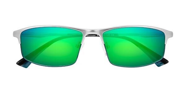 Front of Monnow in Silver/Peacock Blue