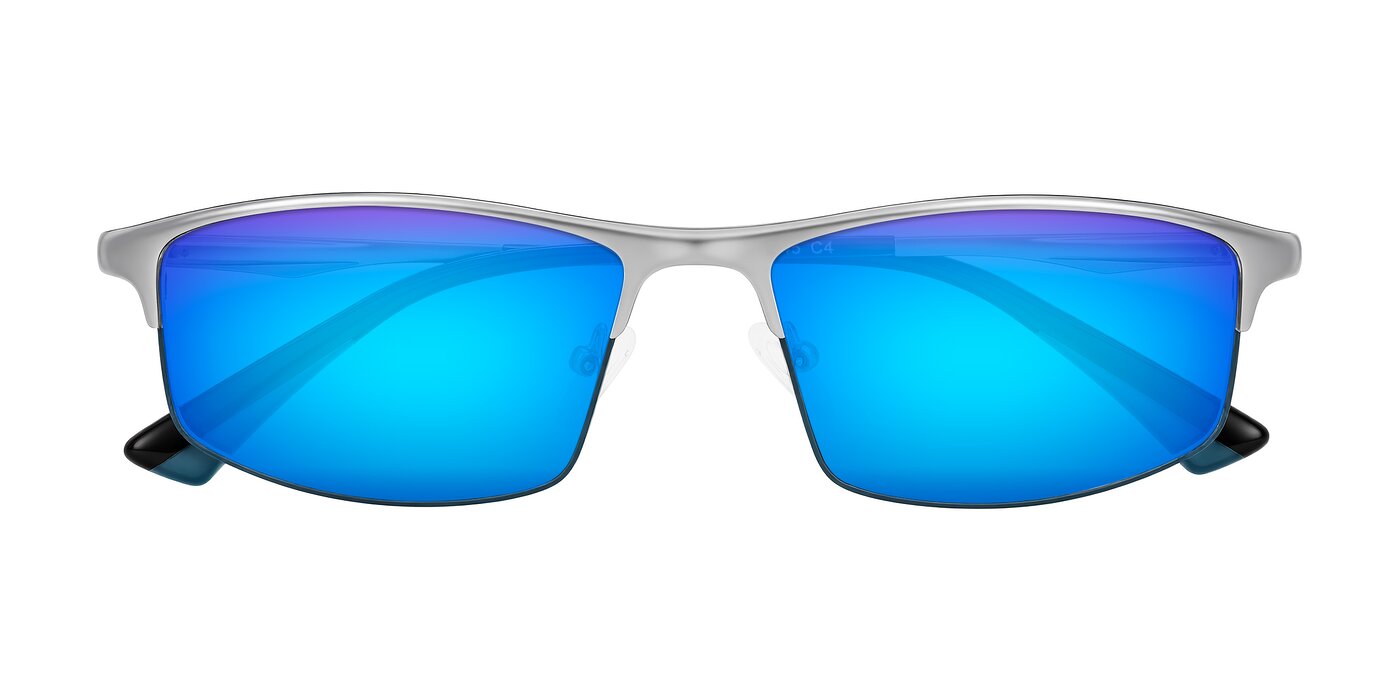 Monnow - Silver/Peacock Blue Flash Mirrored Sunglasses
