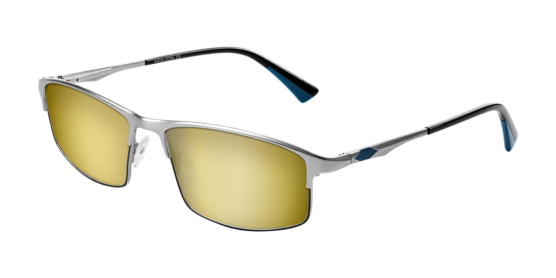 Angle of Monnow in Silver/Peacock Blue with Gold Mirrored Lenses