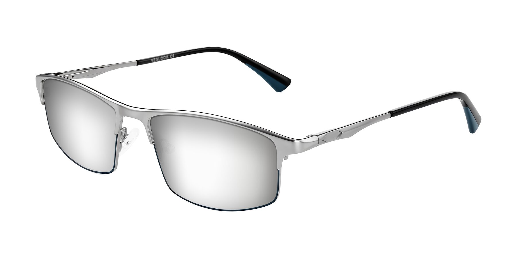 Angle of Monnow in Silver/Peacock Blue with Silver Mirrored Lenses