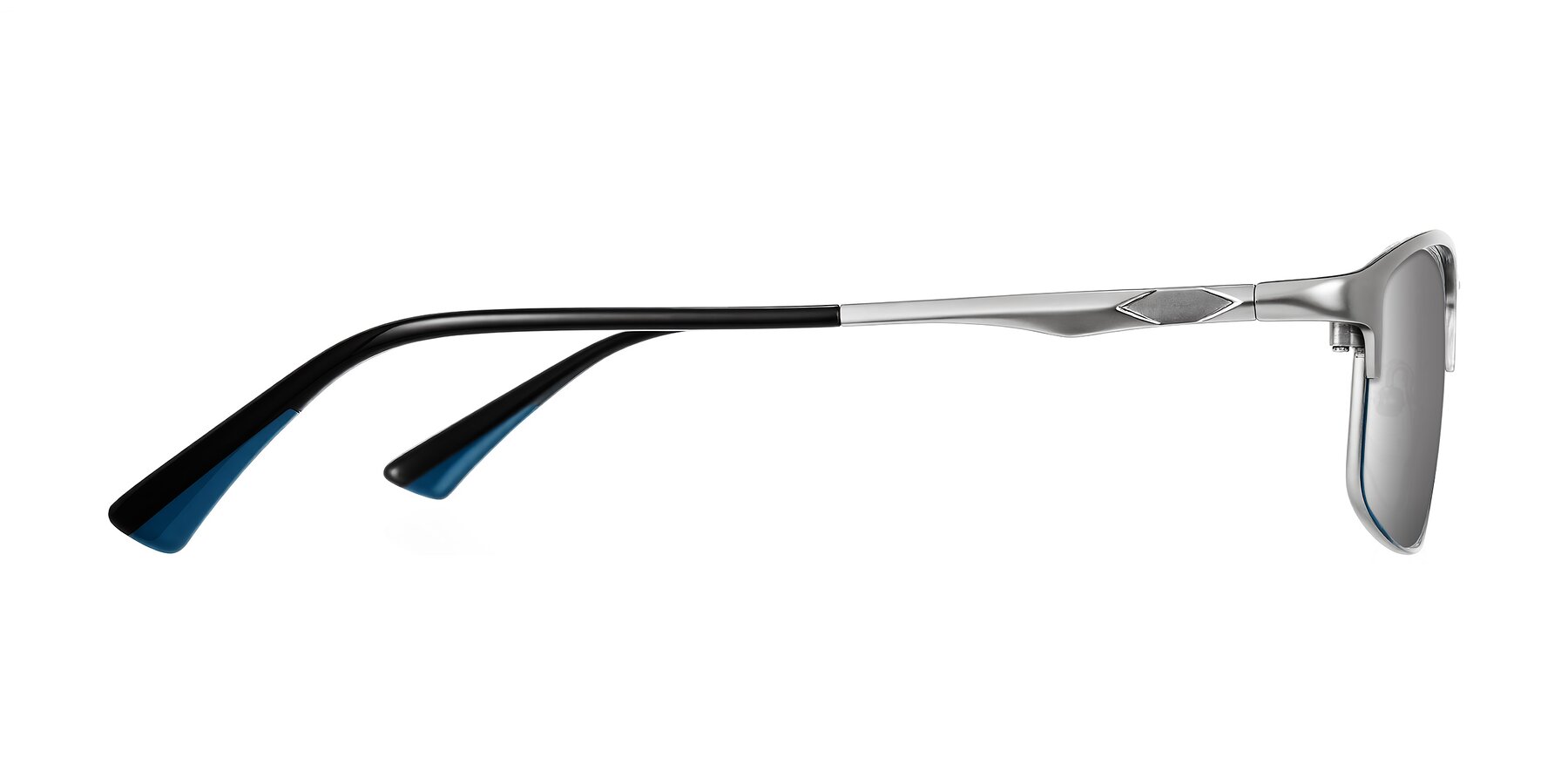 Side of Monnow in Silver/Peacock Blue with Silver Mirrored Lenses