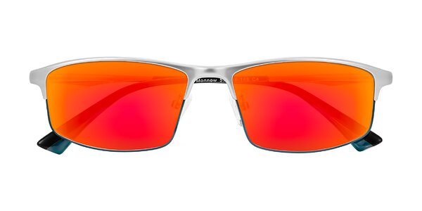 Front of Monnow in Silver/Peacock Blue