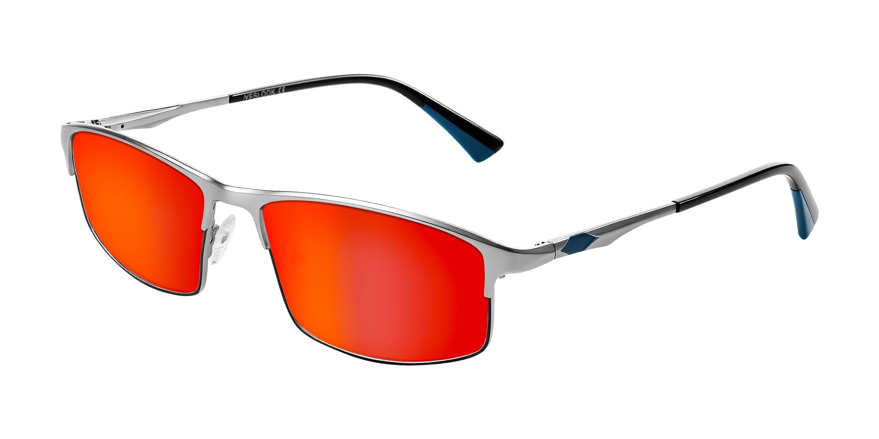 Angle of Monnow in Silver/Peacock Blue with Red Gold Mirrored Lenses