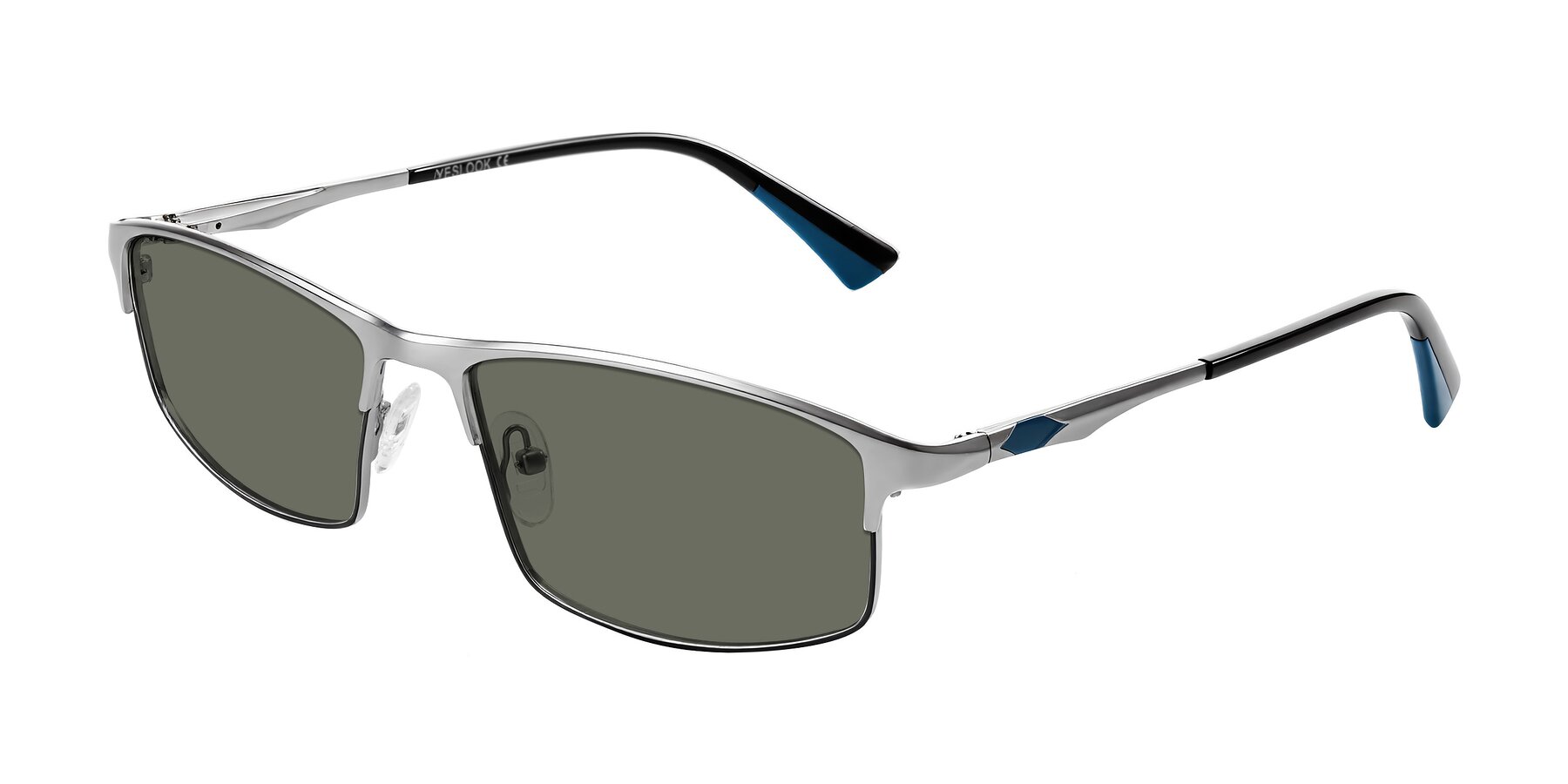 Angle of Monnow in Silver/Peacock Blue with Gray Polarized Lenses