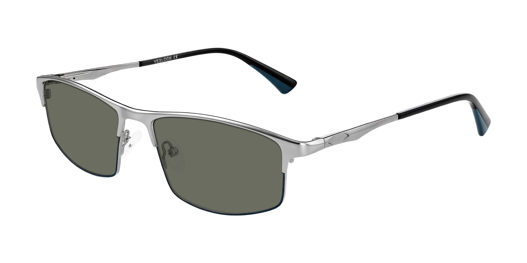 Angle of Monnow in Silver/Peacock Blue with Gray Polarized Lenses