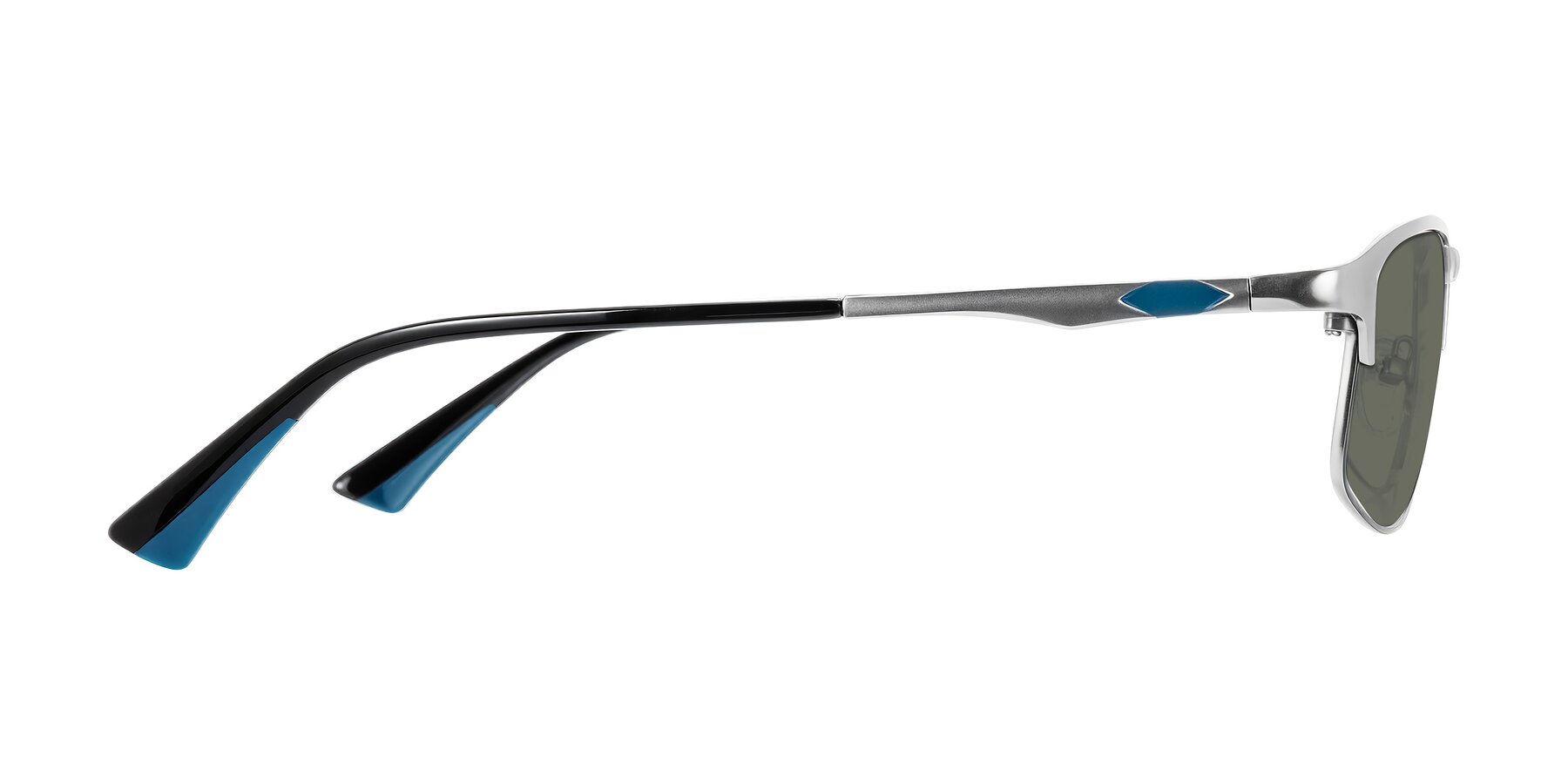 Side of Monnow in Silver/Peacock Blue with Gray Polarized Lenses