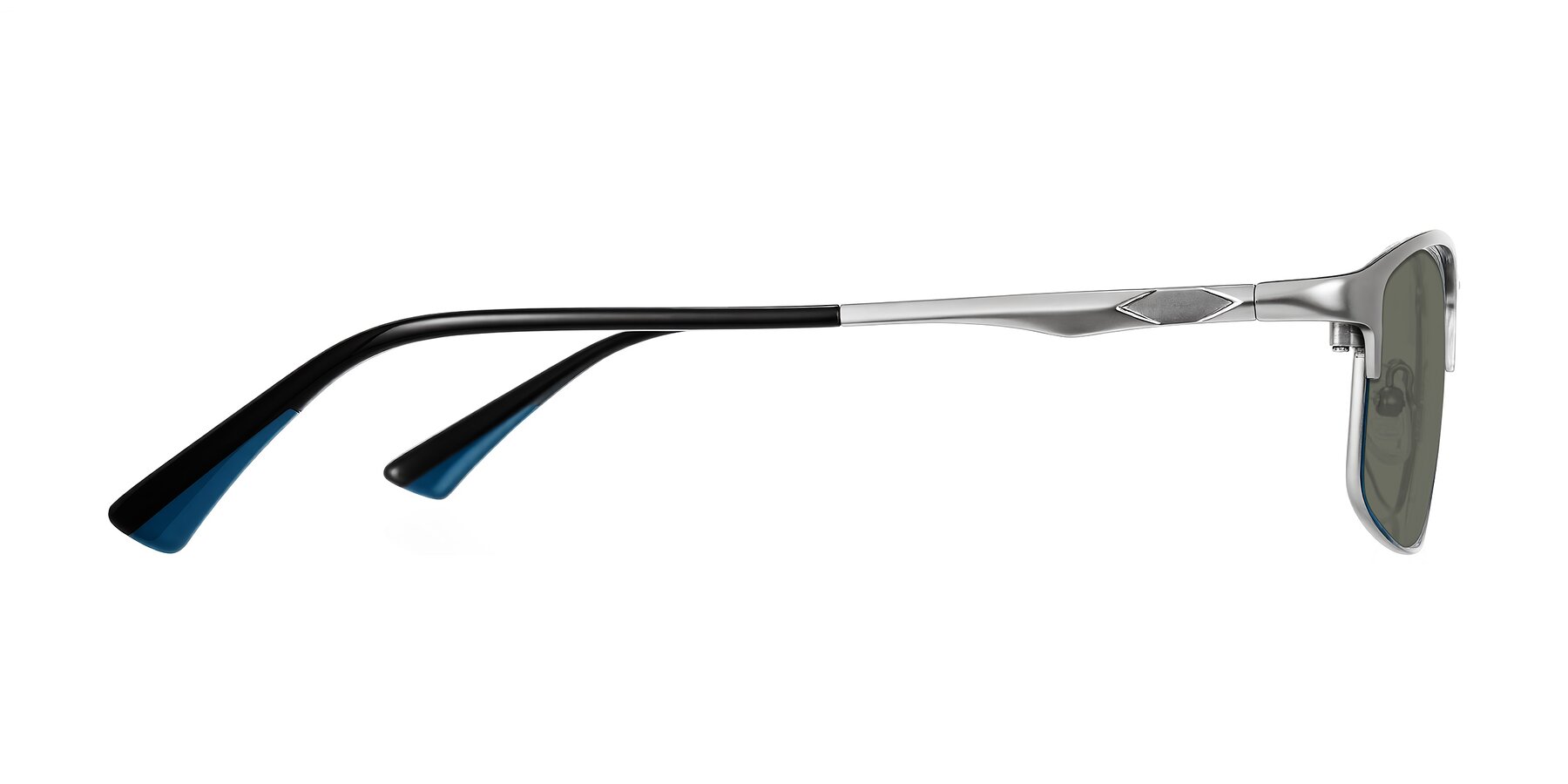 Side of Monnow in Silver/Peacock Blue with Gray Polarized Lenses