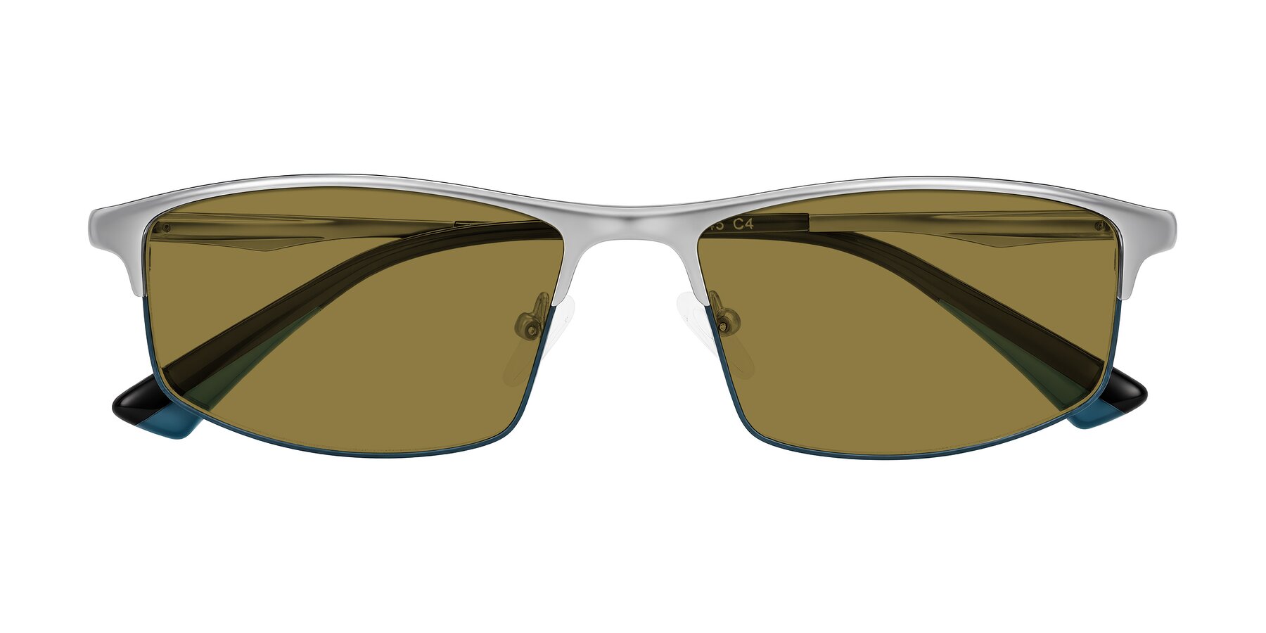 Folded Front of Monnow in Silver/Peacock Blue with Brown Polarized Lenses