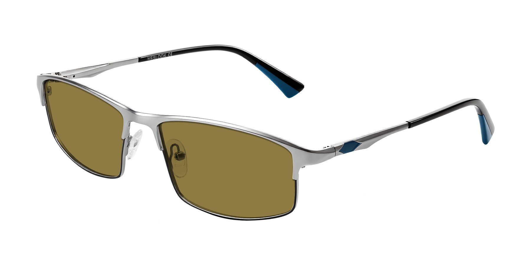 Angle of Monnow in Silver/Peacock Blue with Brown Polarized Lenses