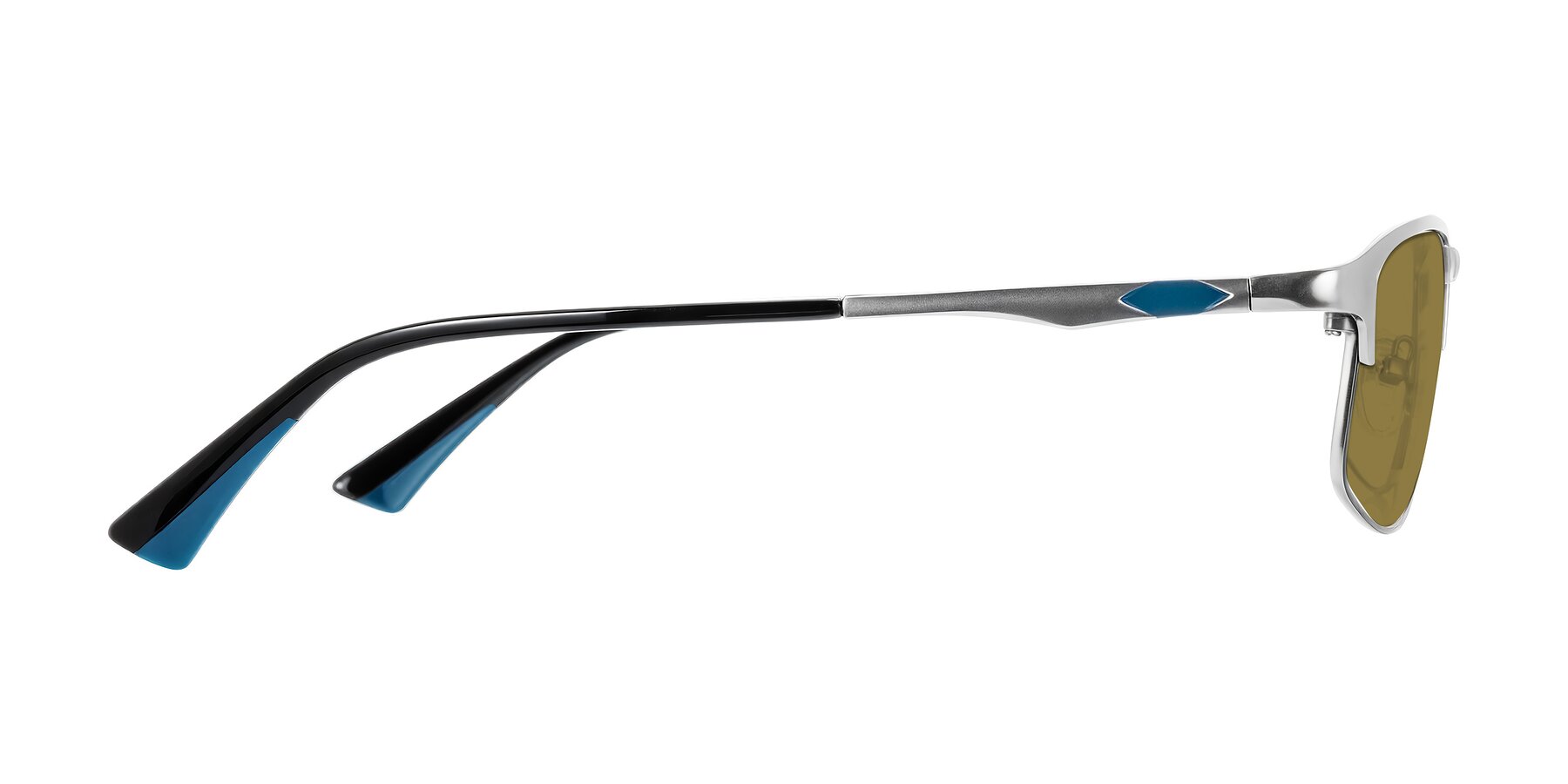 Side of Monnow in Silver/Peacock Blue with Brown Polarized Lenses