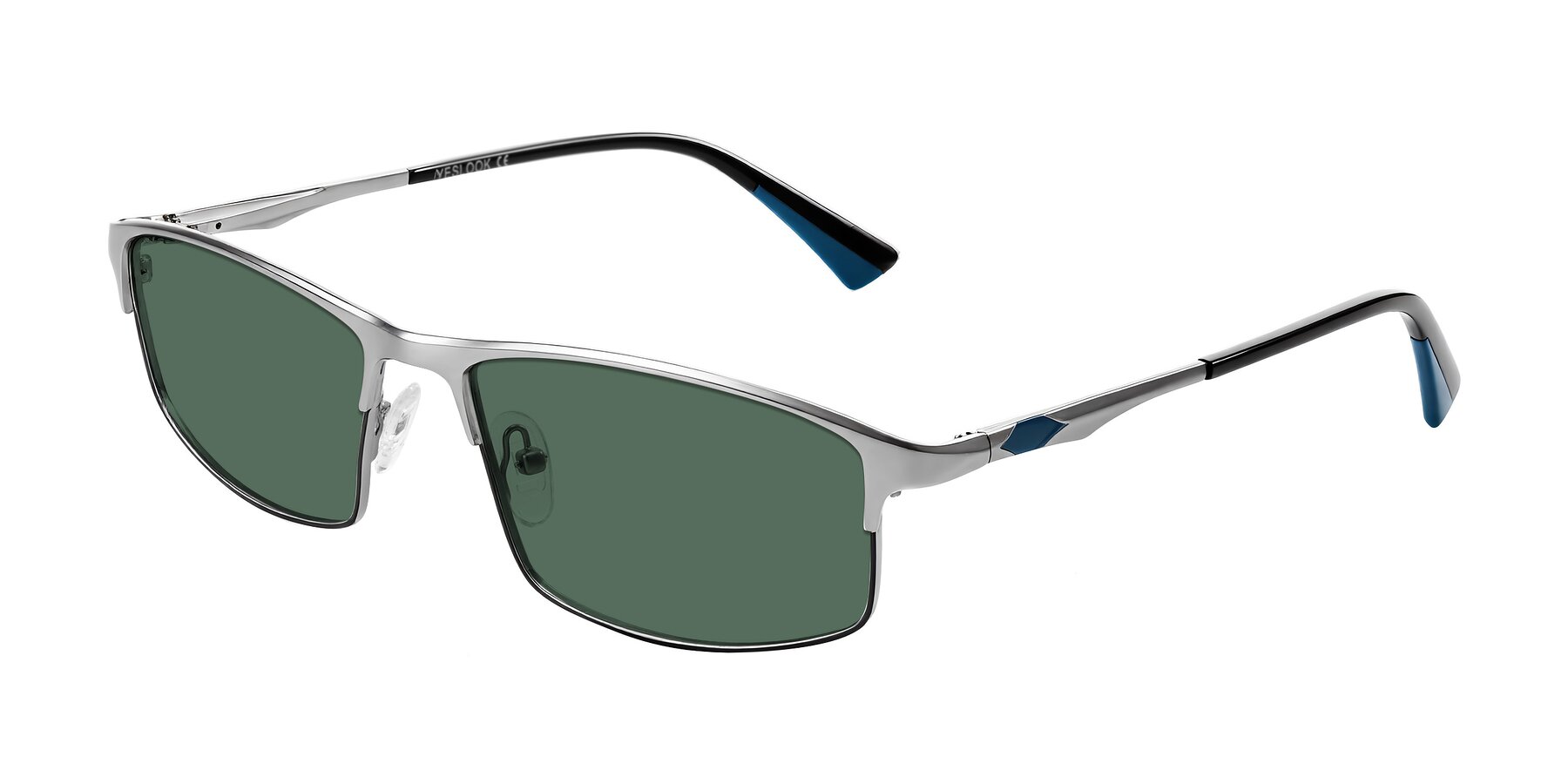Angle of Monnow in Silver/Peacock Blue with Green Polarized Lenses