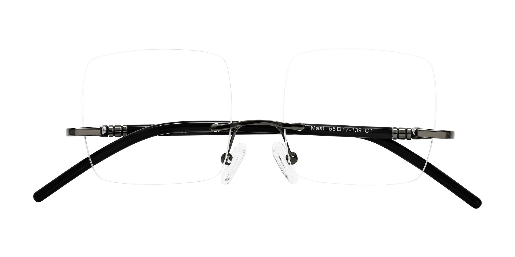 Folded Front of Ventura in Gunmetal/Black with Clear Reading Eyeglass Lenses