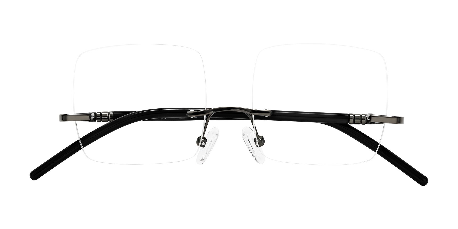Folded Front of Ventura in Gunmetal/Black with Clear Reading Eyeglass Lenses