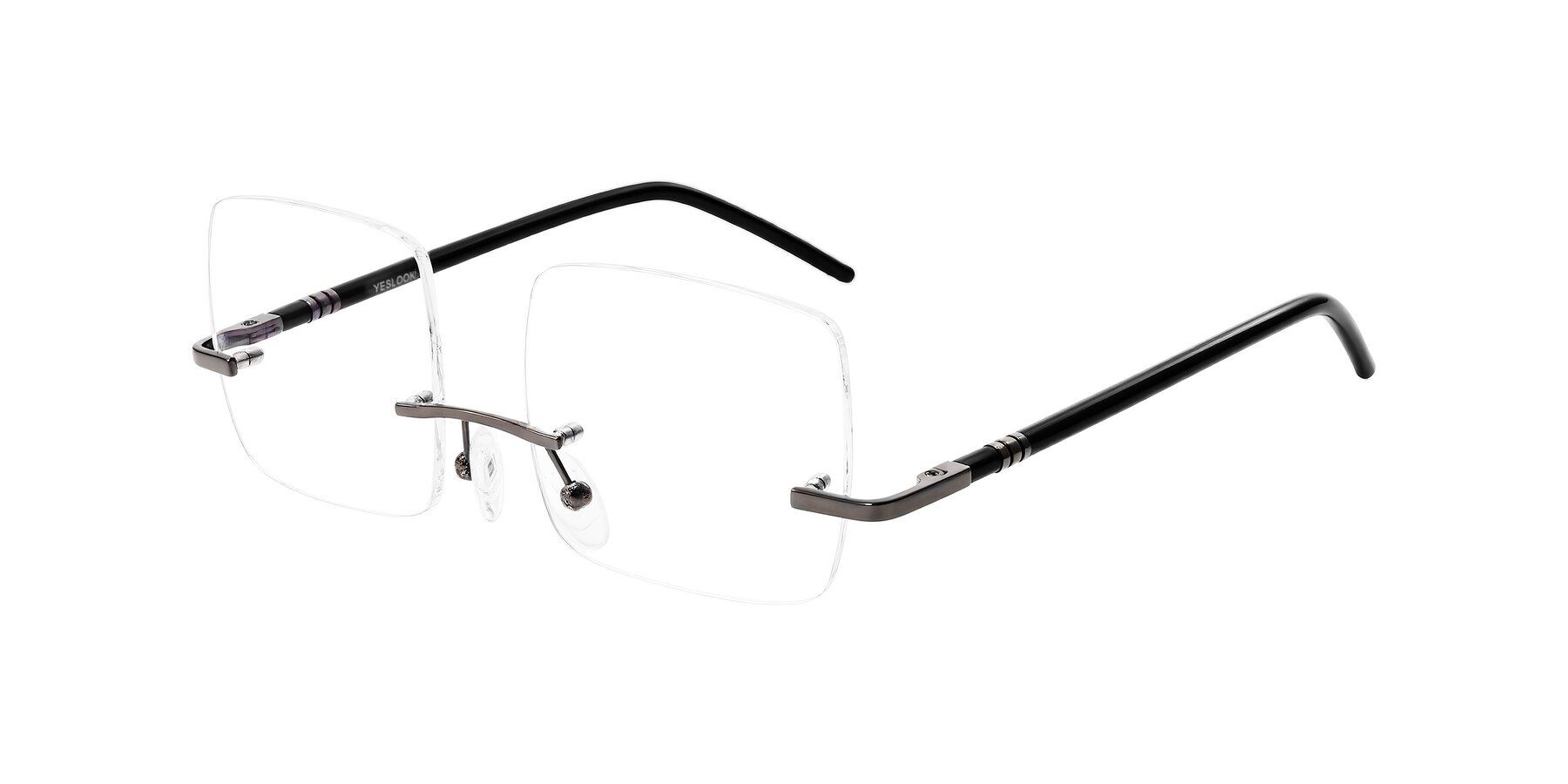 Angle of Ventura in Gunmetal/Black with Clear Reading Eyeglass Lenses