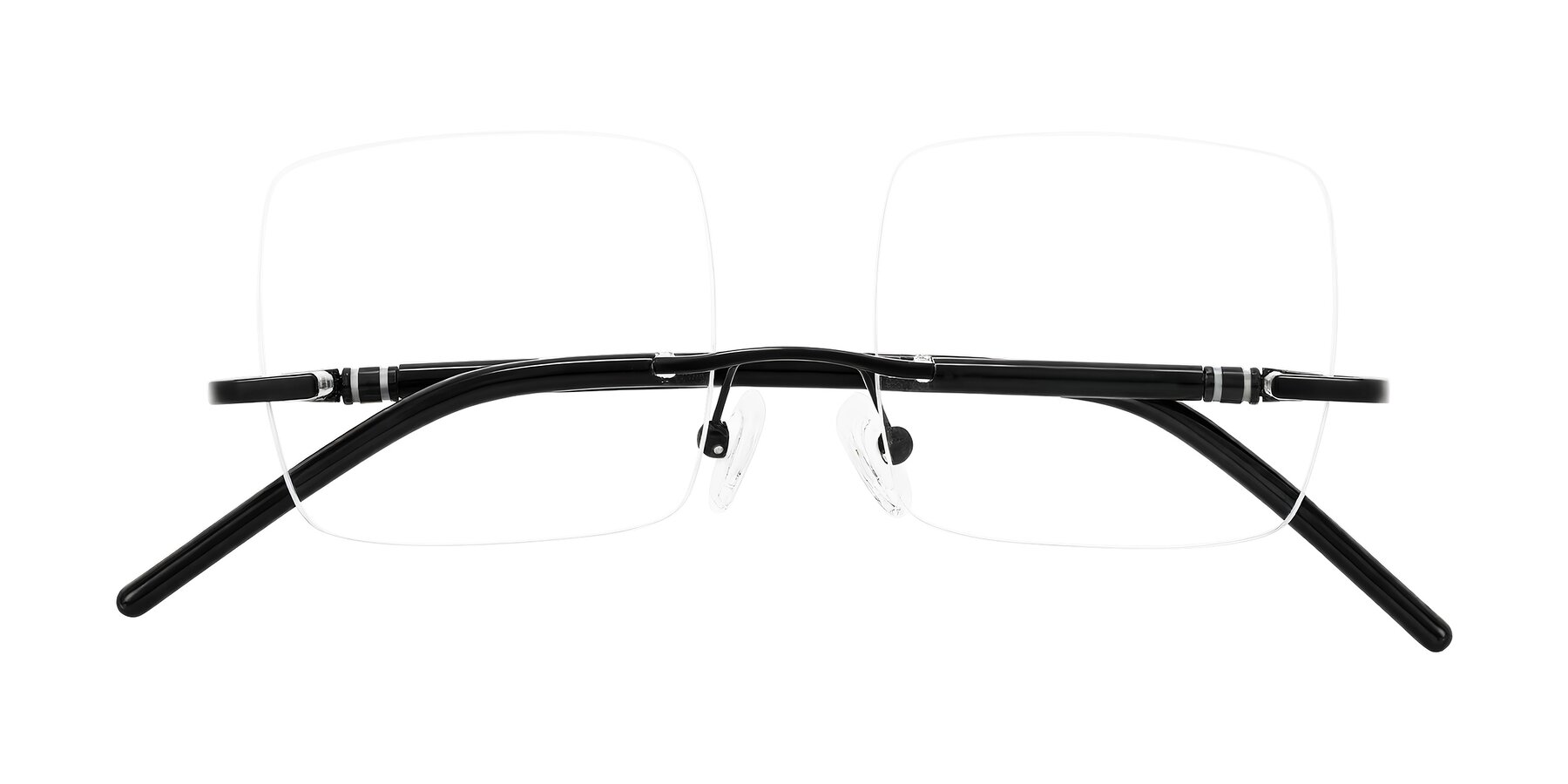 Folded Front of Ventura in Matte Black/Black with Clear Eyeglass Lenses