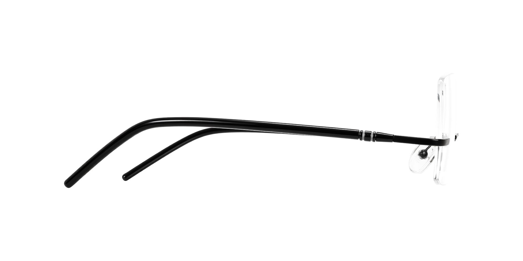 Side of Ventura in Matte Black/Black with Clear Eyeglass Lenses