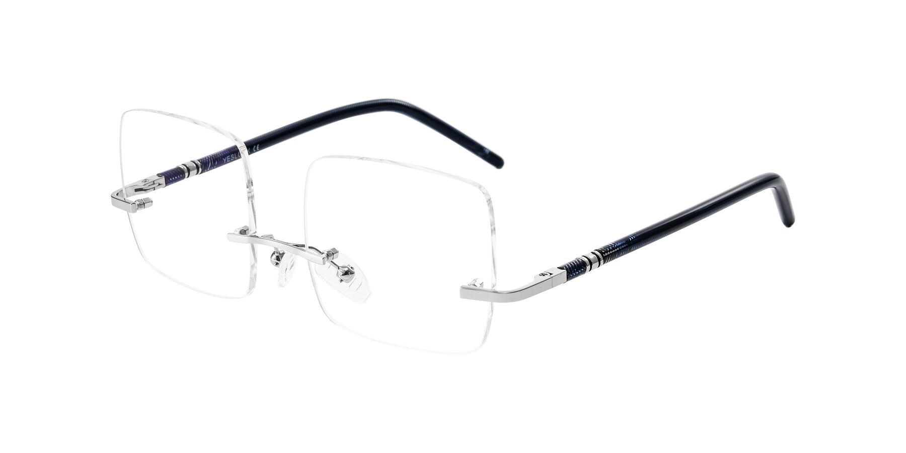 Angle of Ventura in Silver/Blue with Clear Eyeglass Lenses