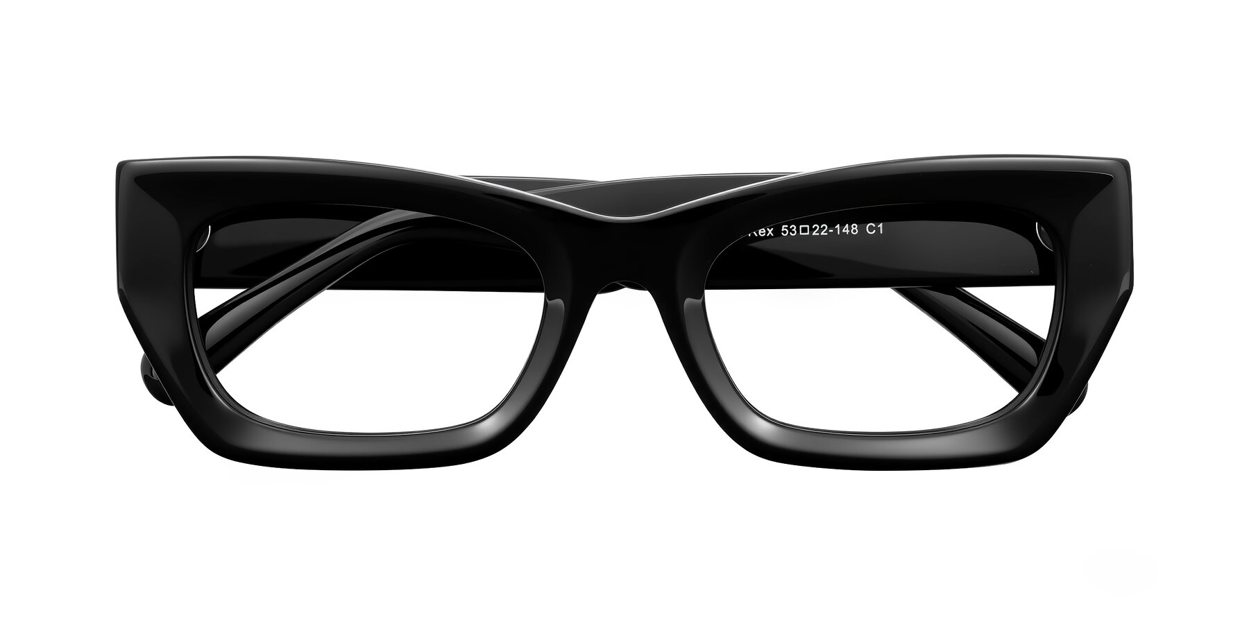 Folded Front of Rex in Black with Clear Blue Light Blocking Lenses
