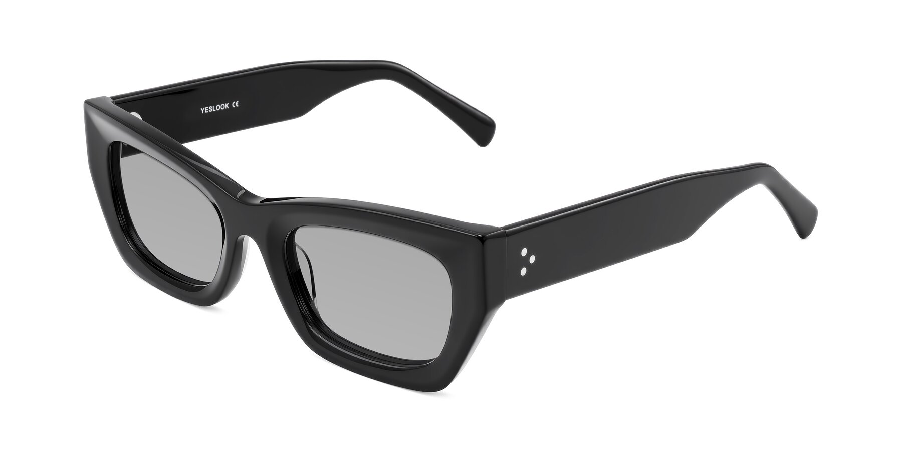 Angle of Rex in Black with Light Gray Tinted Lenses