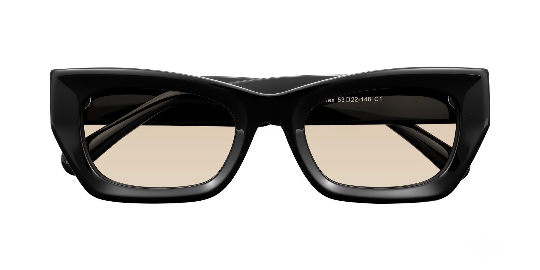 Folded Front of Rex in Black with Light Brown Tinted Lenses