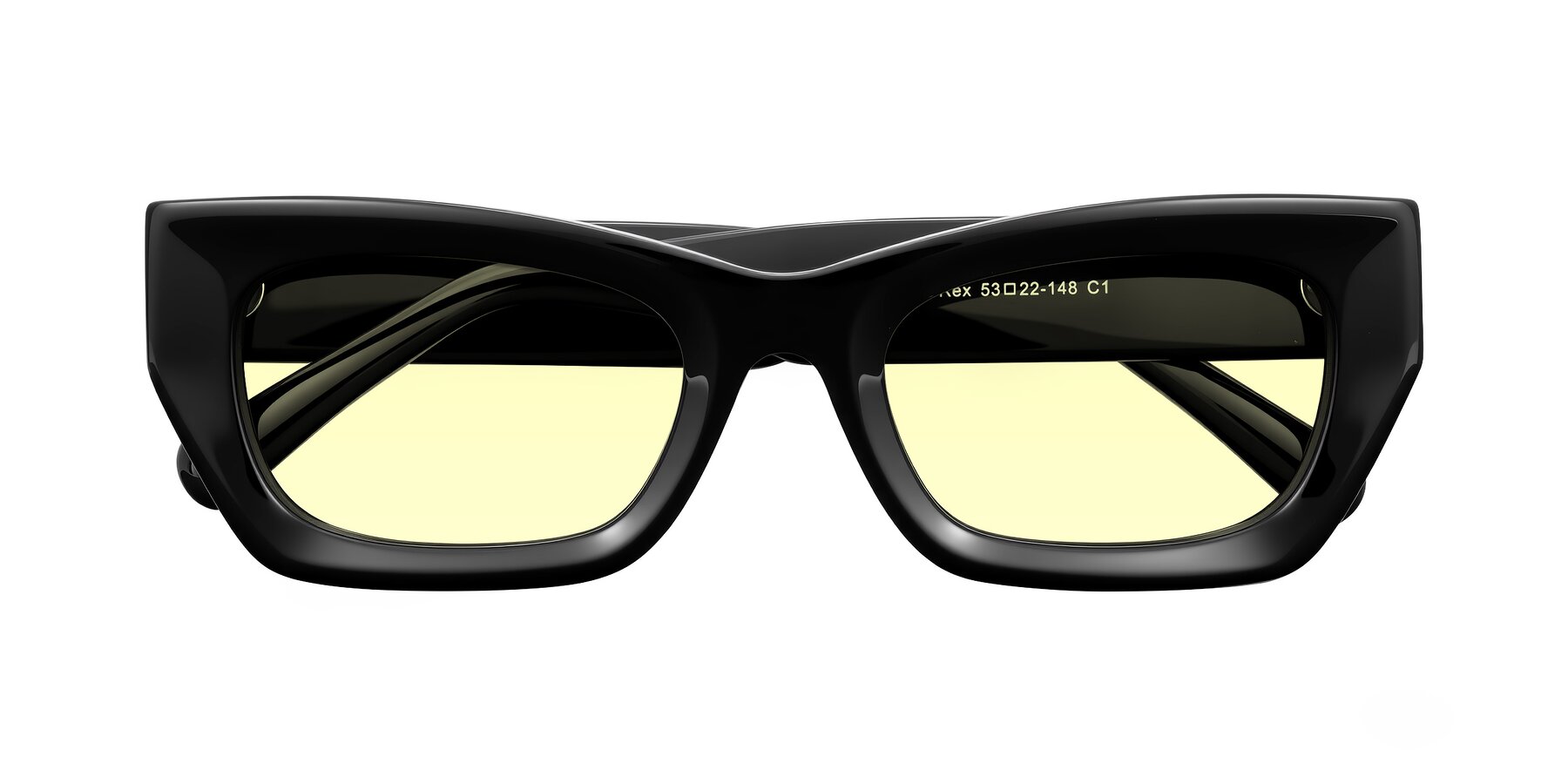 Folded Front of Rex in Black with Light Yellow Tinted Lenses