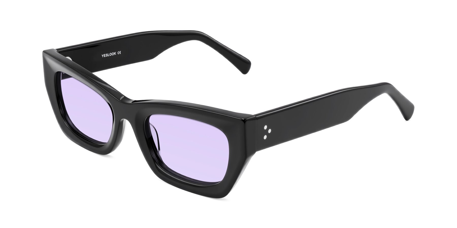 Angle of Rex in Black with Light Purple Tinted Lenses