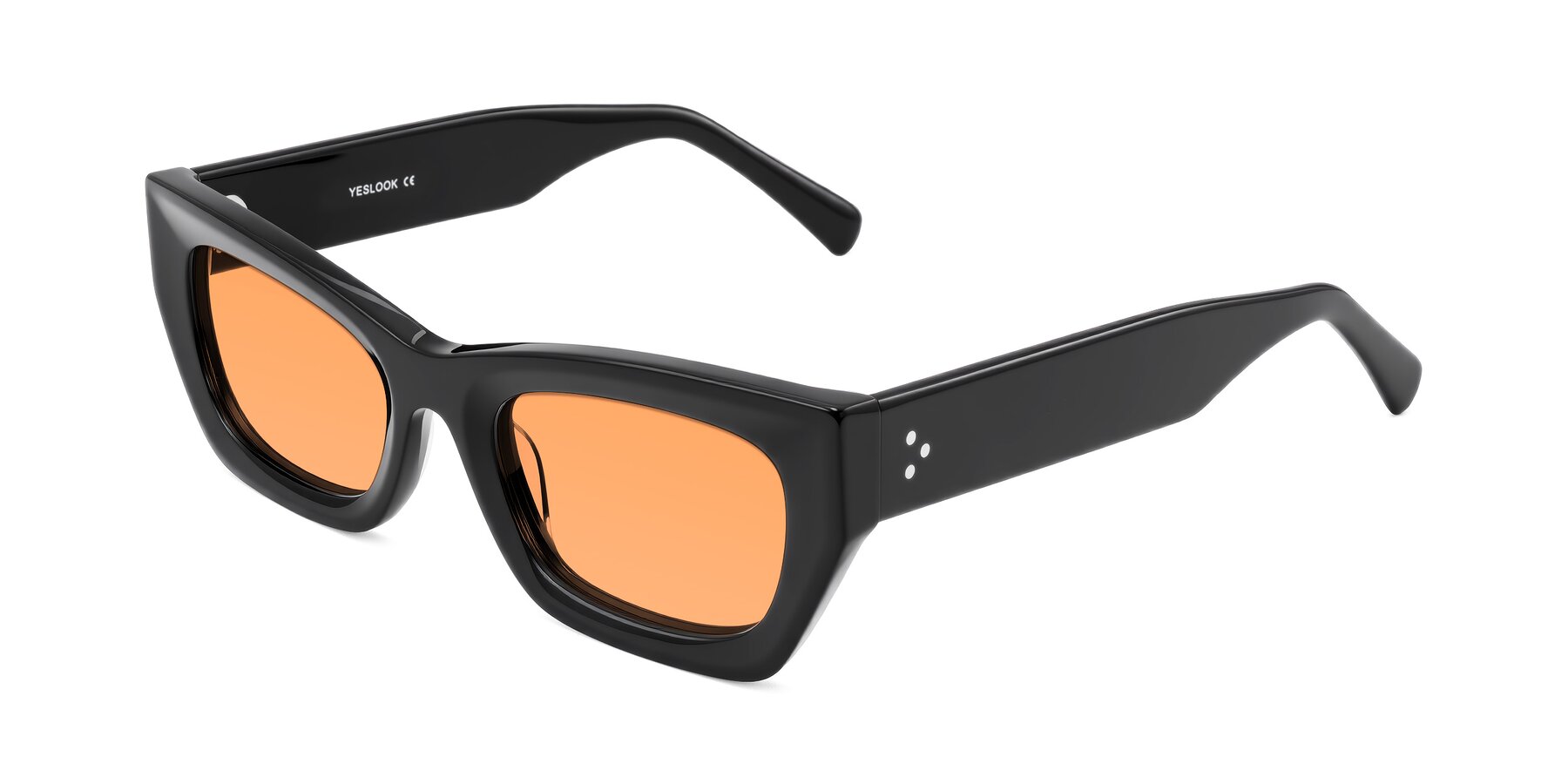 Angle of Rex in Black with Medium Orange Tinted Lenses