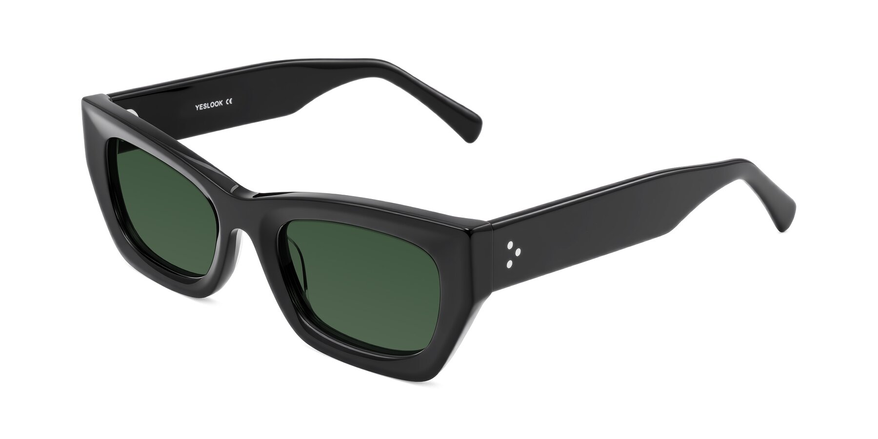 Angle of Rex in Black with Green Tinted Lenses