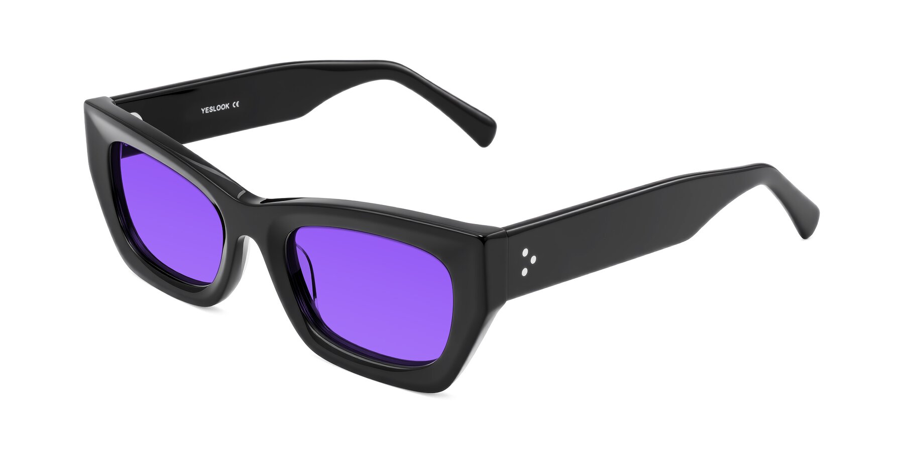 Angle of Rex in Black with Purple Tinted Lenses