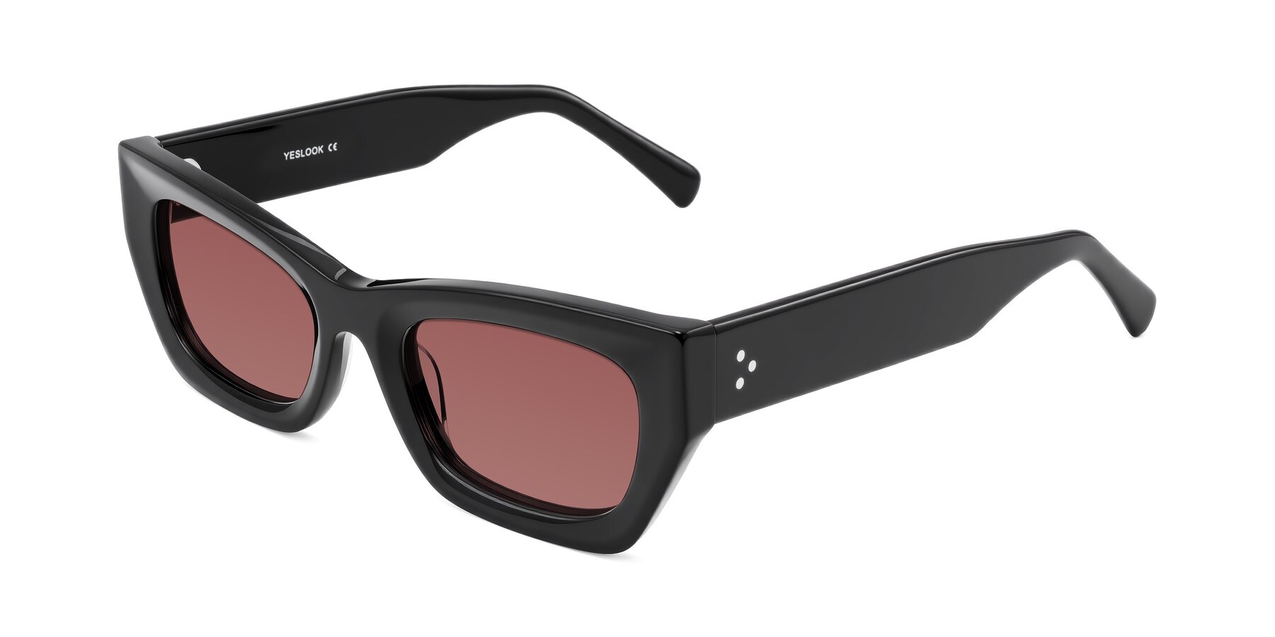 Angle of Rex in Black with Garnet Tinted Lenses