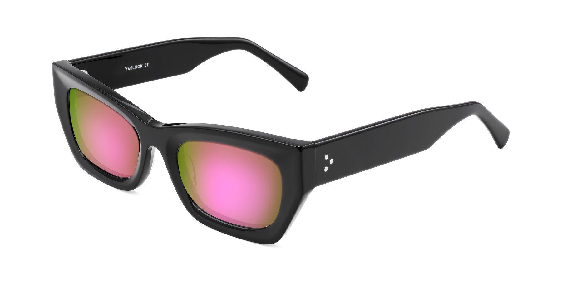 Angle of Rex in Black with Pink Mirrored Lenses