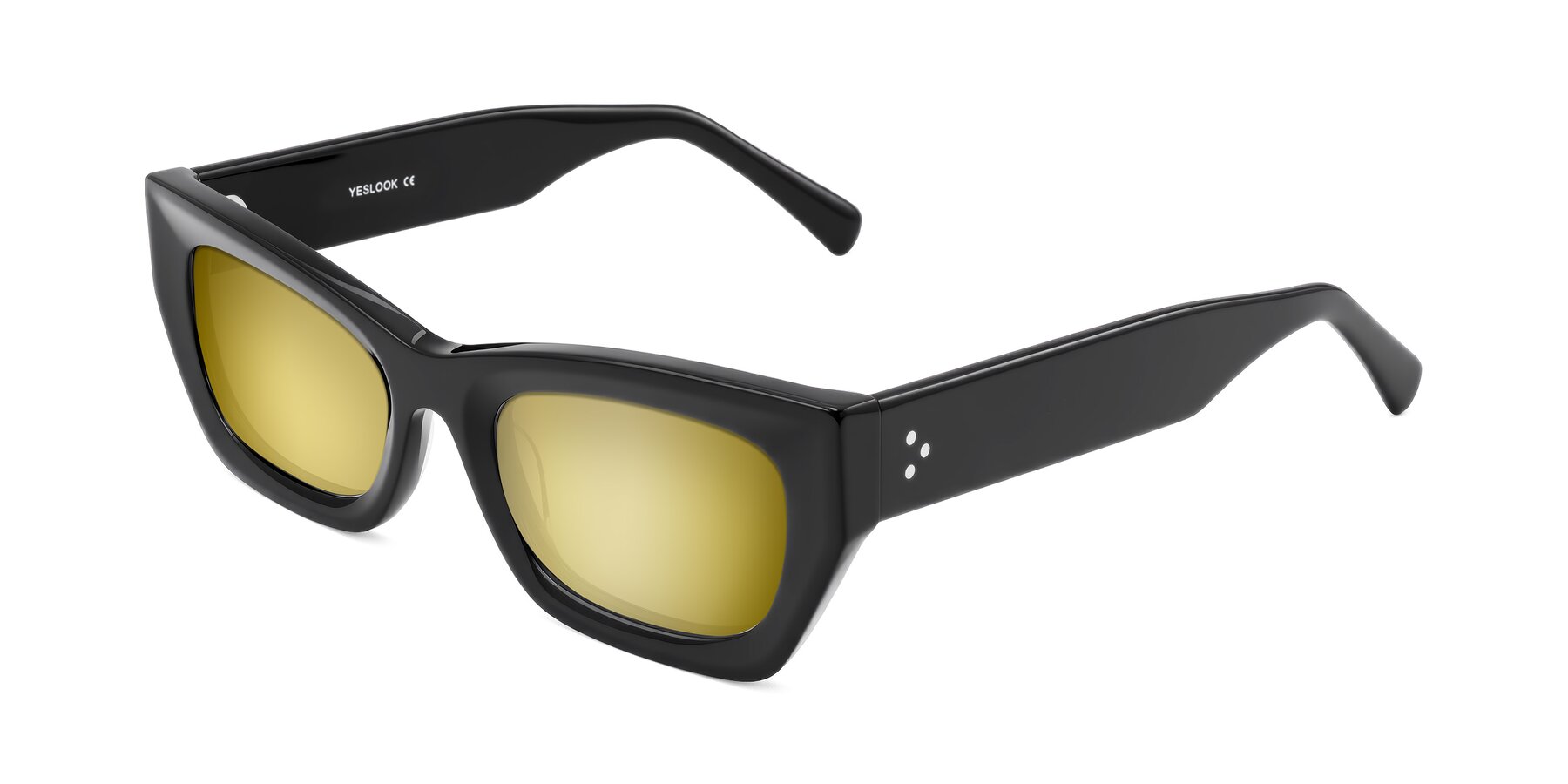 Angle of Rex in Black with Gold Mirrored Lenses