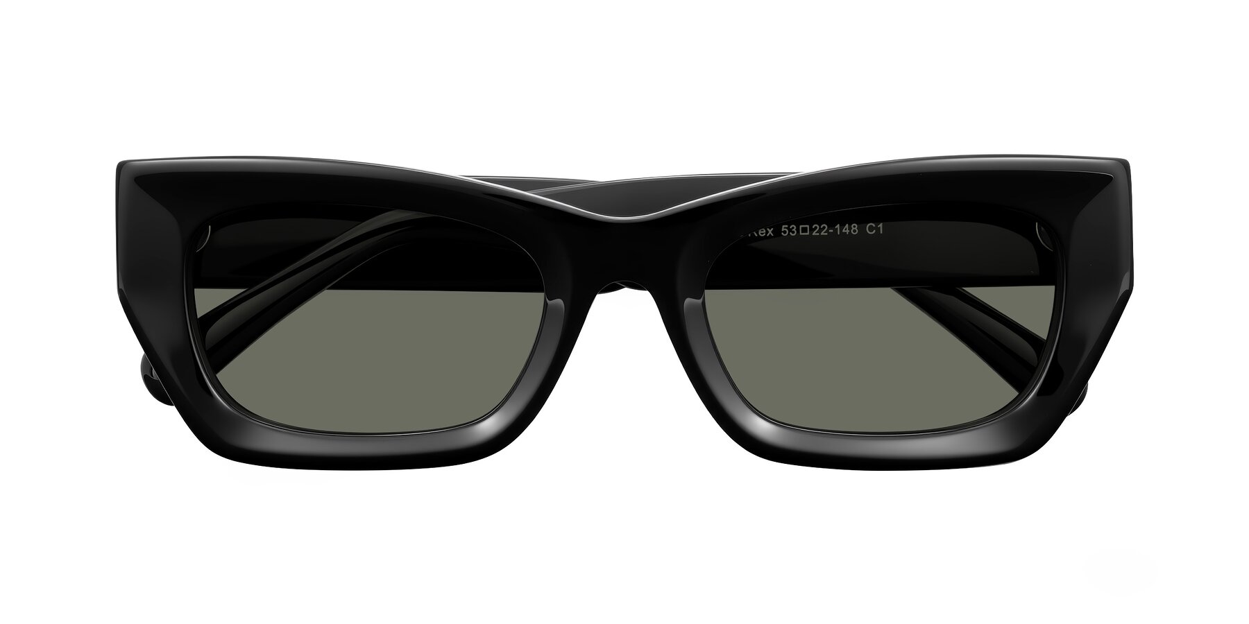 Folded Front of Rex in Black with Gray Polarized Lenses
