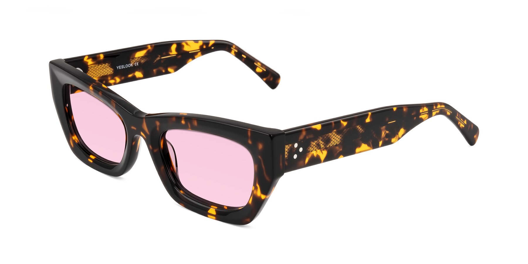 Angle of Rex in Tortoise with Light Pink Tinted Lenses
