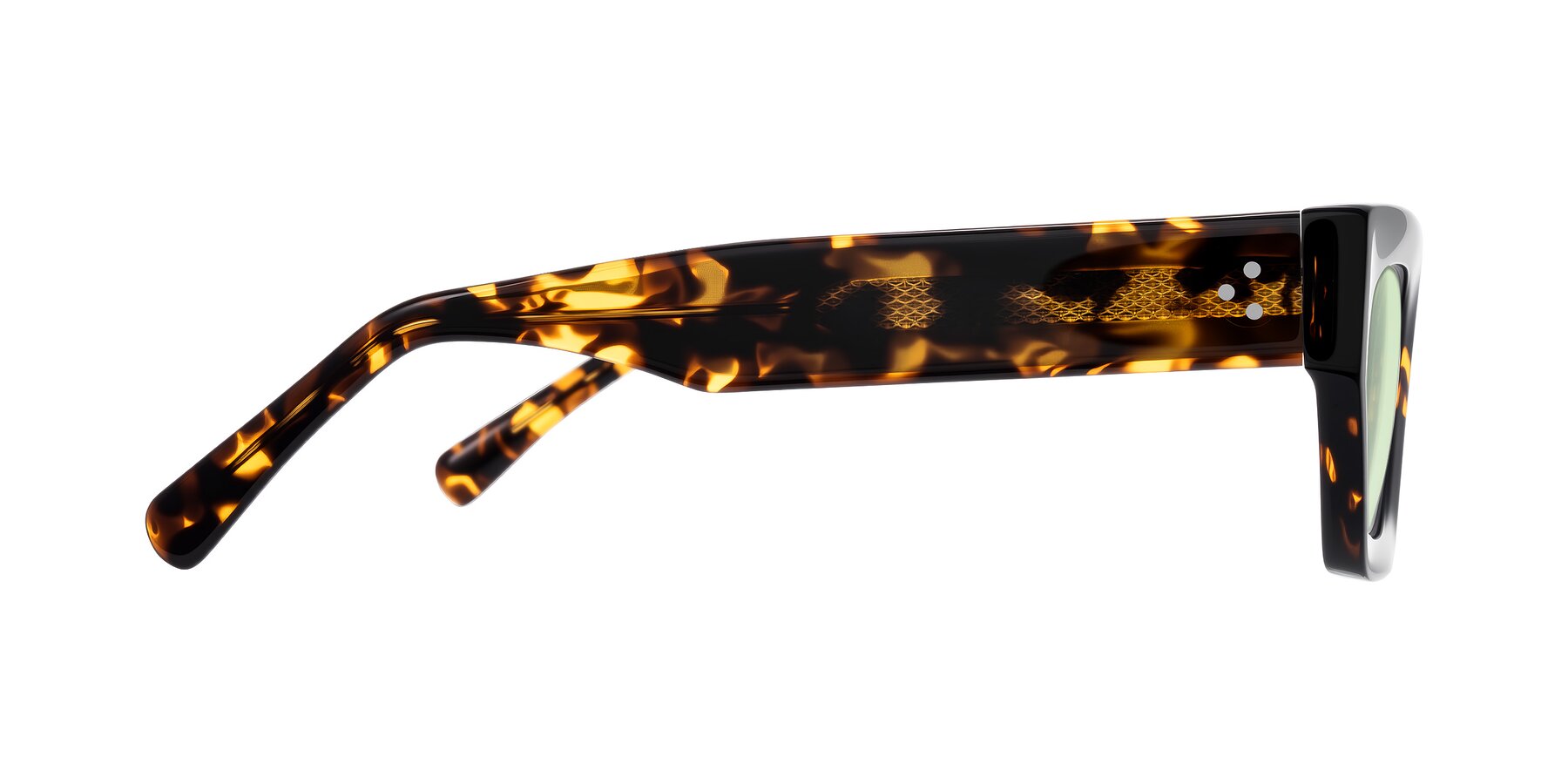 Side of Rex in Tortoise with Light Green Tinted Lenses