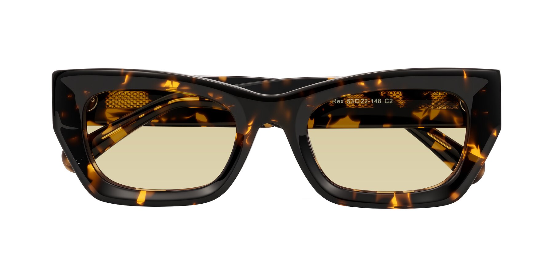 Folded Front of Rex in Tortoise with Light Champagne Tinted Lenses