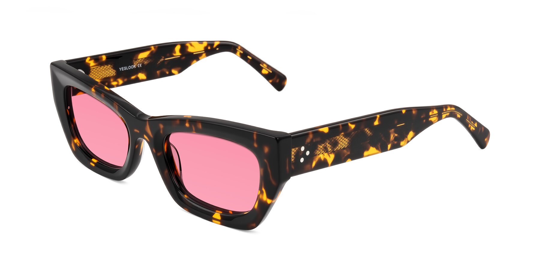 Angle of Rex in Tortoise with Pink Tinted Lenses