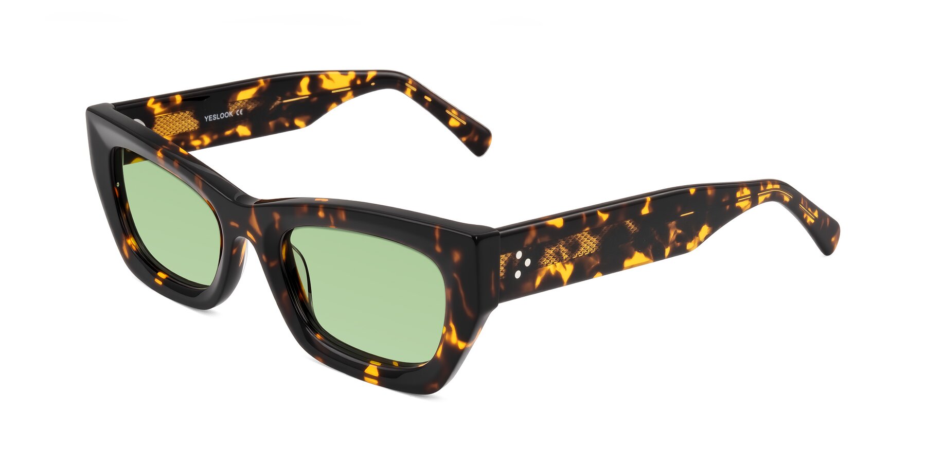 Angle of Rex in Tortoise with Medium Green Tinted Lenses