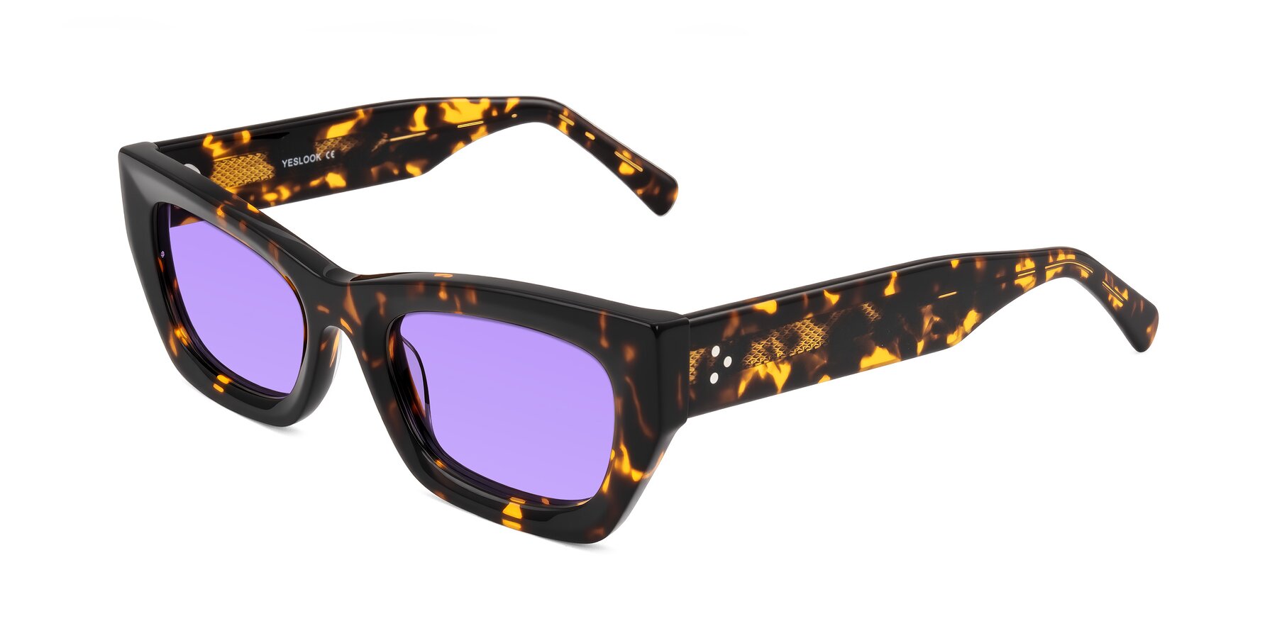 Angle of Rex in Tortoise with Medium Purple Tinted Lenses