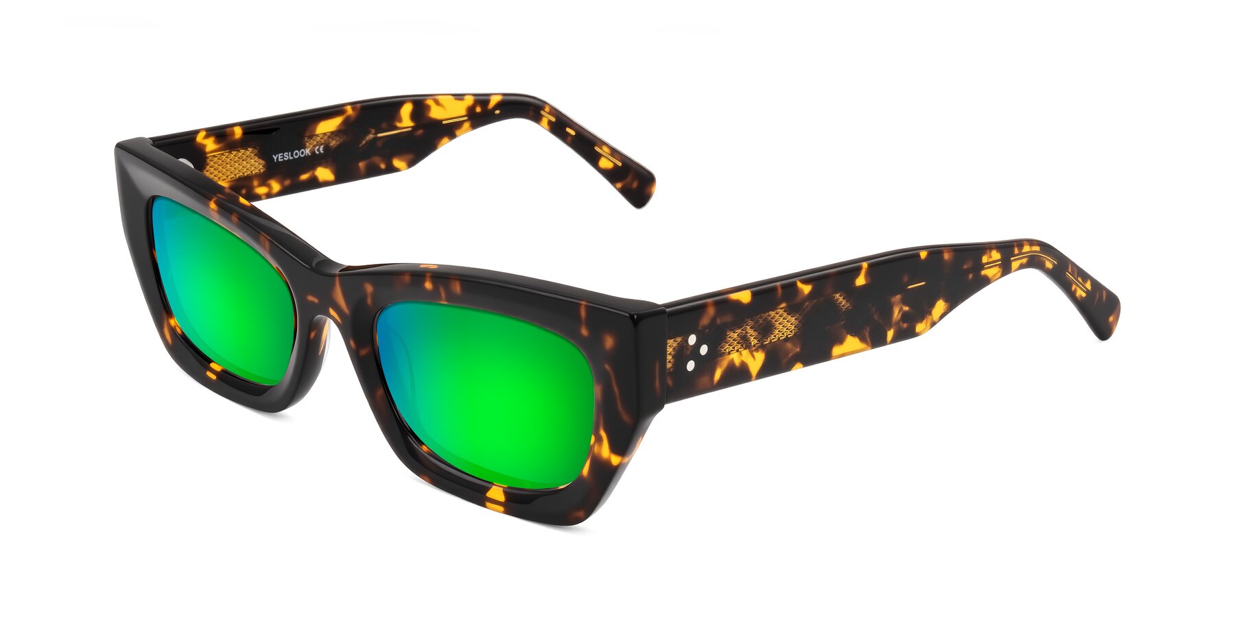 Angle of Rex in Tortoise with Green Mirrored Lenses