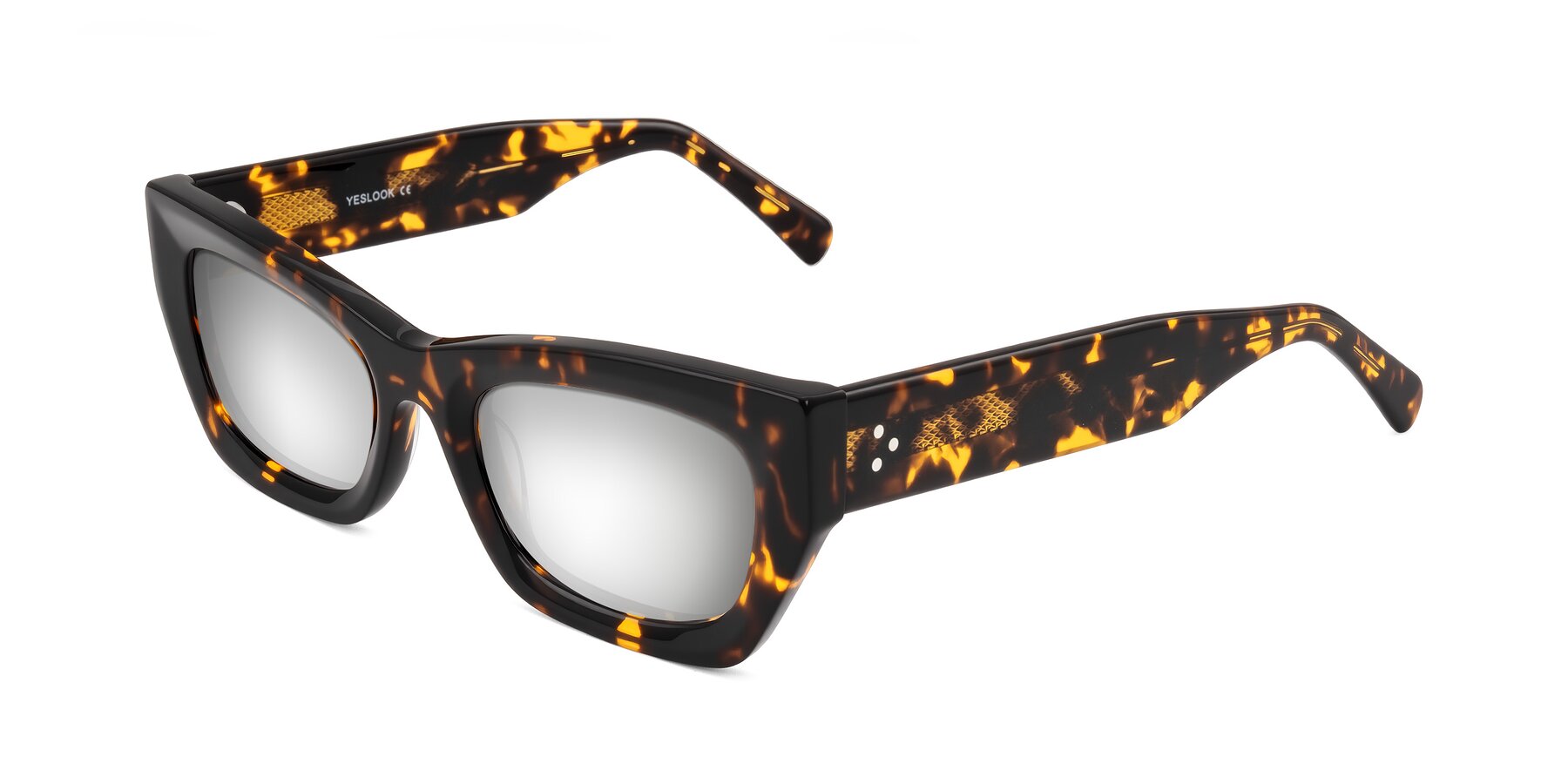 Angle of Rex in Tortoise with Silver Mirrored Lenses