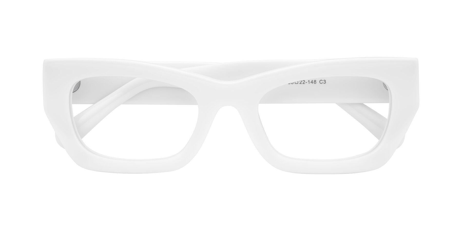 Folded Front of Rex in White with Clear Eyeglass Lenses