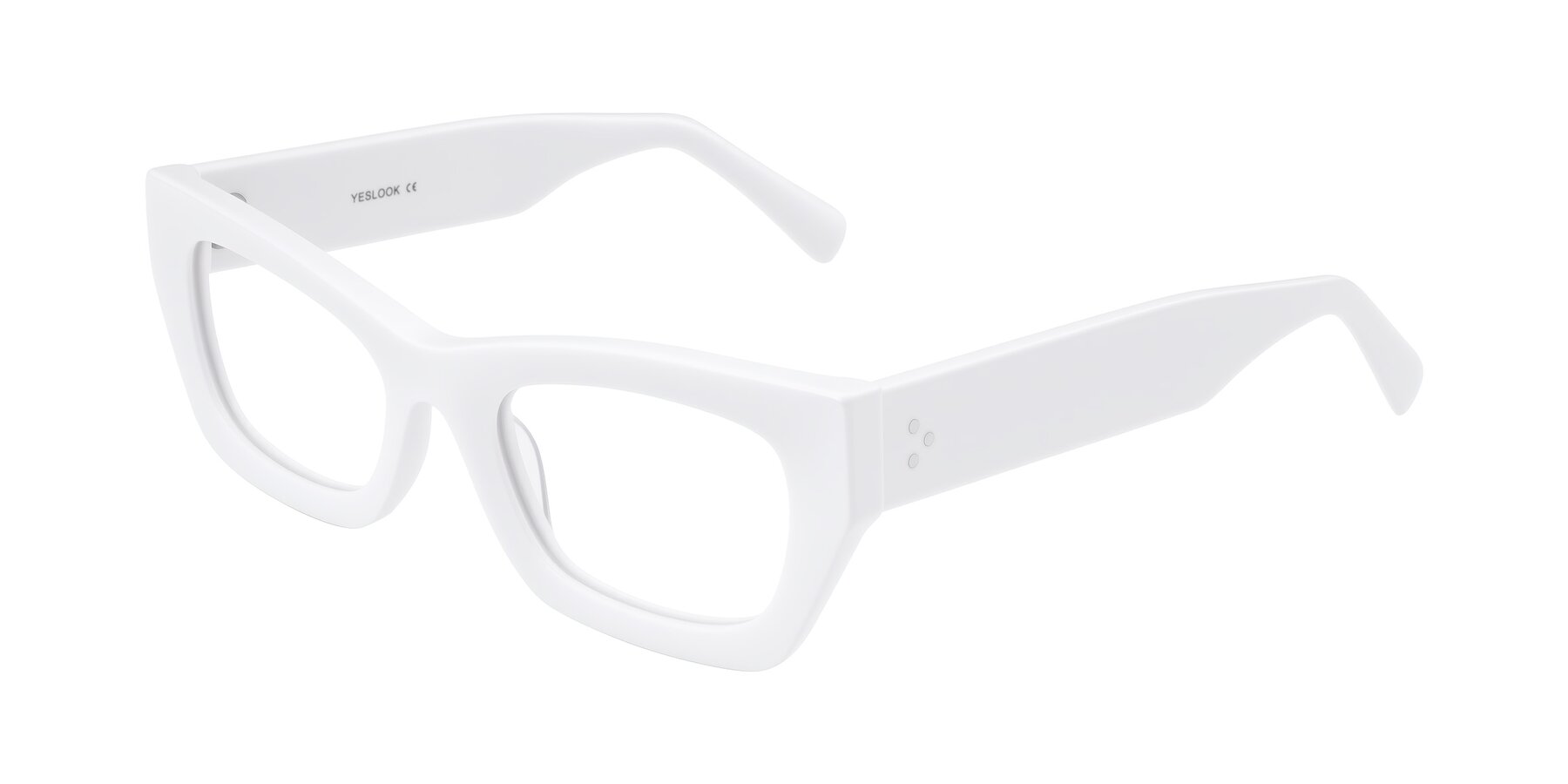 Angle of Rex in White with Clear Eyeglass Lenses