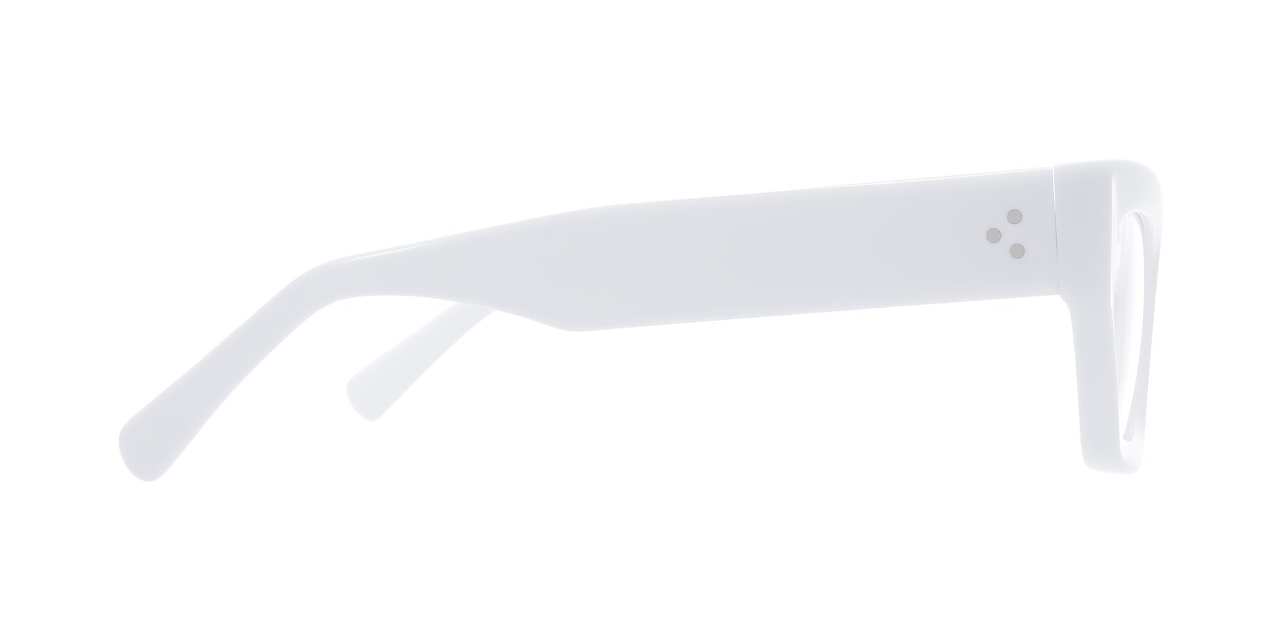 Side of Rex in White with Clear Eyeglass Lenses