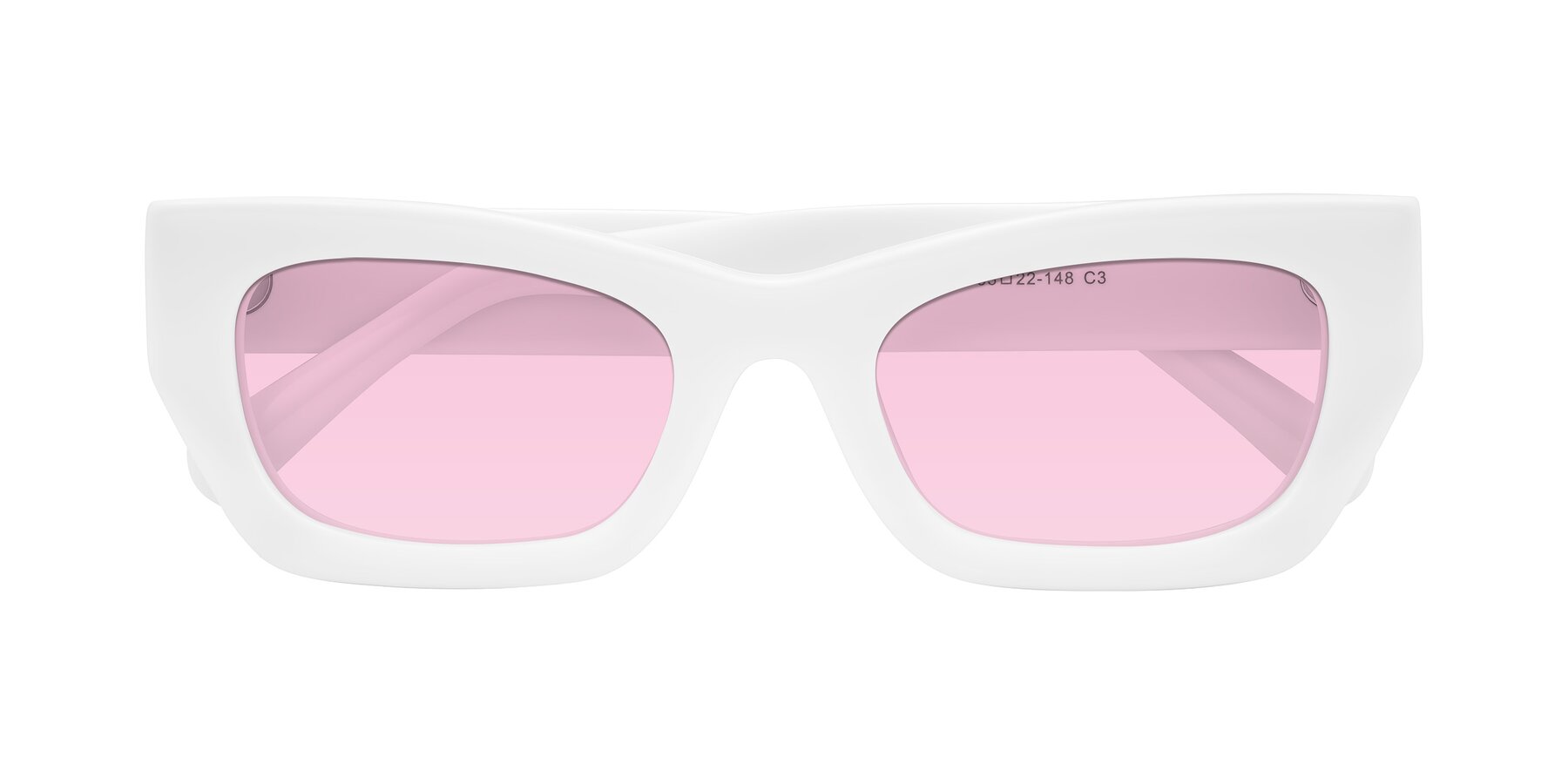 Folded Front of Rex in White with Light Pink Tinted Lenses