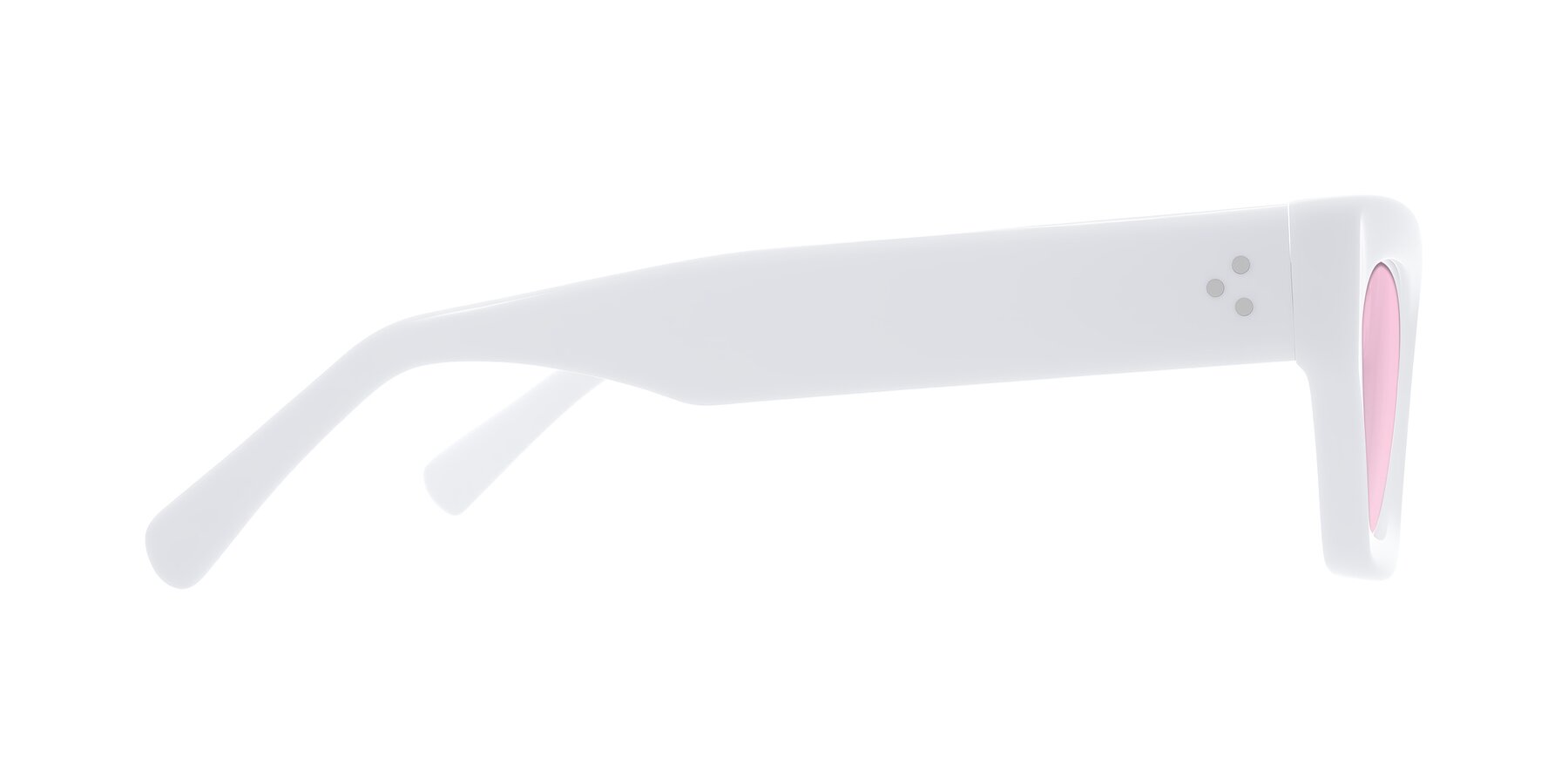 Side of Rex in White with Light Pink Tinted Lenses
